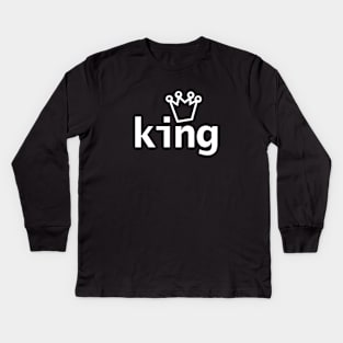 King Crown Typography White Text Kids Long Sleeve T-Shirt